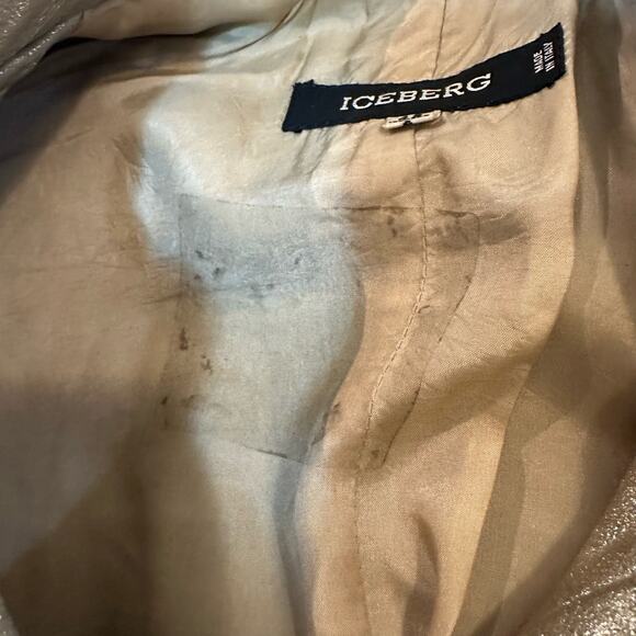 Iceberg Gold Button Down Leather Shirt Jacket sz 42=Small - Picture 8 of 11